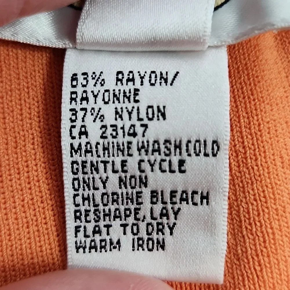 TALBOTS V neck Rayon blend top in orange - Picture 7 of 8